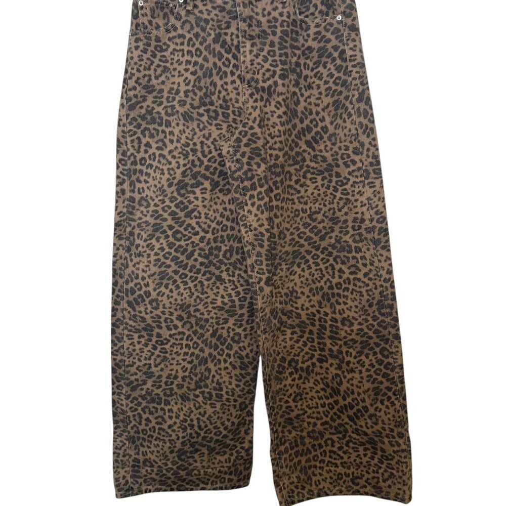 Z Supply Marli Leopard Print Wide Leg Jeans High Rise Denim Size 28 NWT - Picture 4 of 8